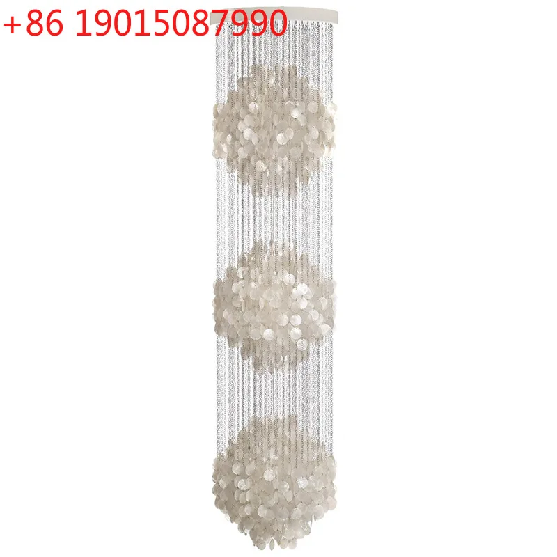 

Modern simple duplex living room chandelier shell round staircase long line home decoration lighting