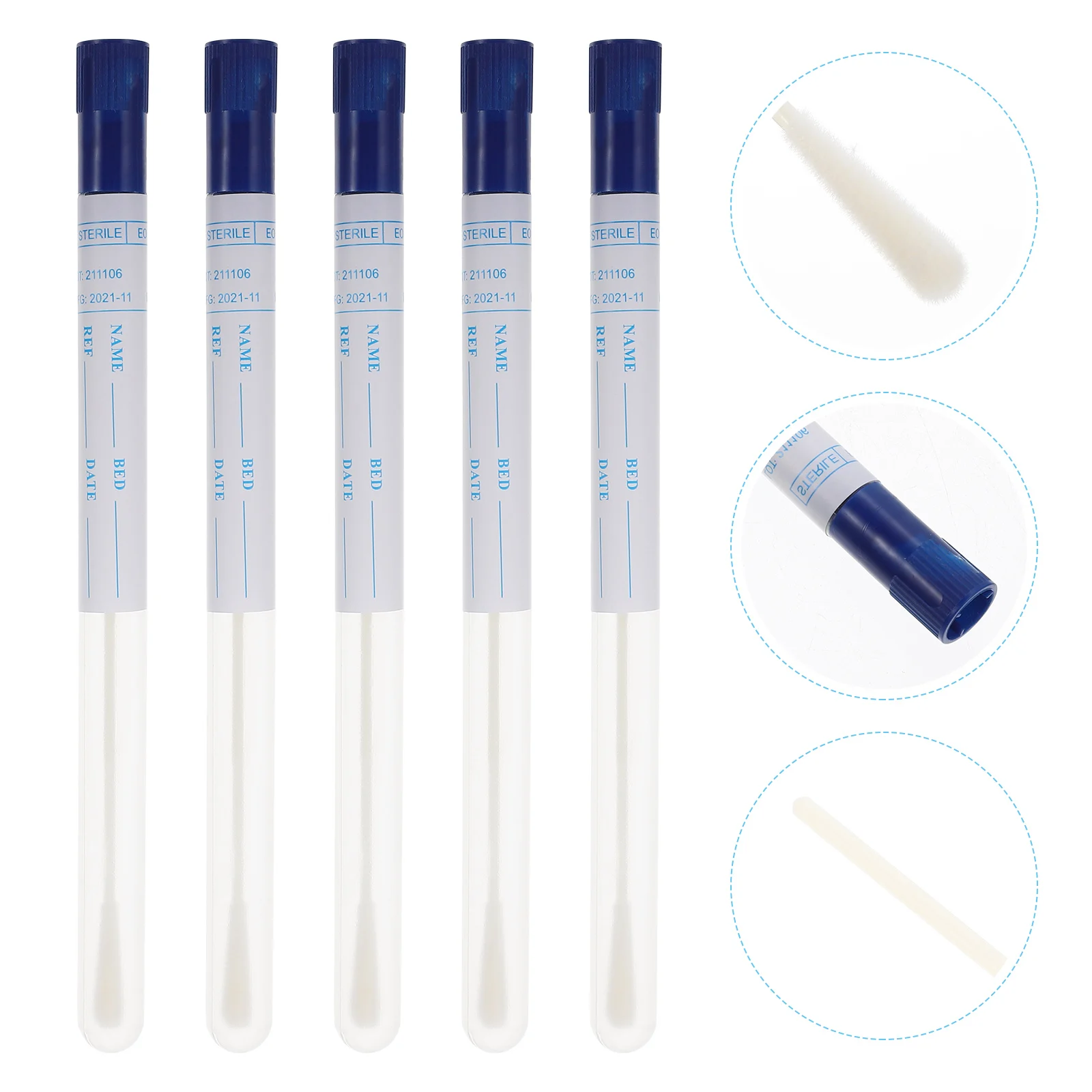 

50pcs Disposable Swab Sampler Flocking Pharynx Swabs 3CM Break Design Sterile Medical Kit Tube Cap Label for Hospital Lab