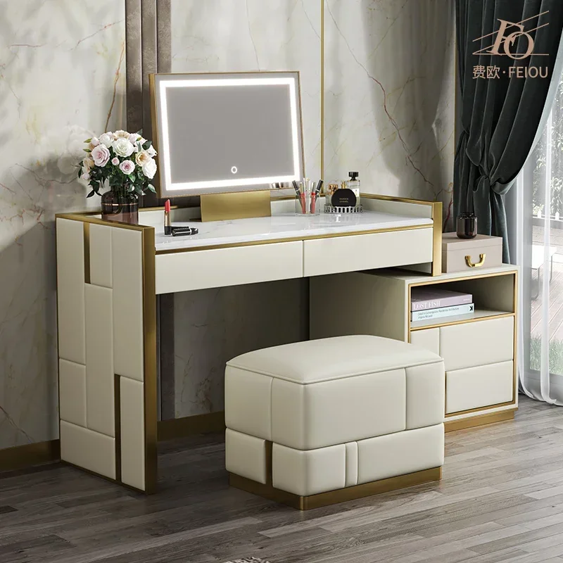European luxury dresser white makeup cosmetics wooden dresser mirror table chairs cheap postmodern