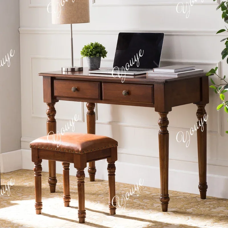 

Q Q Q XS American Small Desk All Solid Wood Computer Desk Home Study Desk And Chair Student Writing European Simple Office