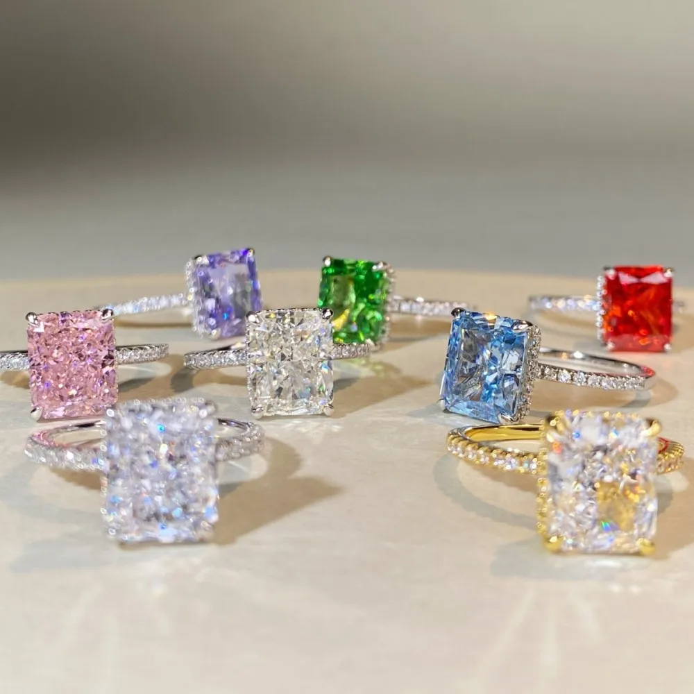 

Multicolour High Carbon Diamonds Women's Ring - 925 Sterling Silver Wedding Band & Engagement Ring Wife Jewelry Gift
