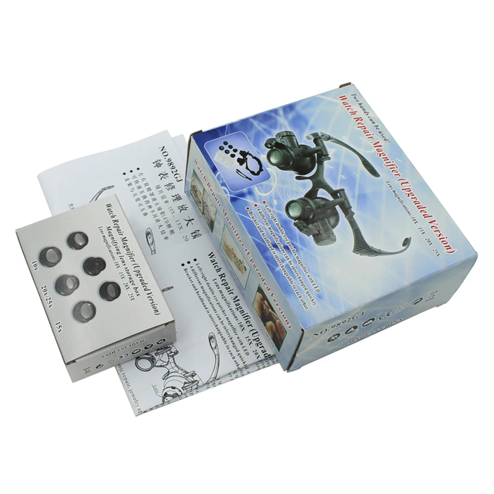 Óculos de reparação lupa terceira mão capacete lupa led cabeça lupa vestindo lupa óculos lupas para leitura