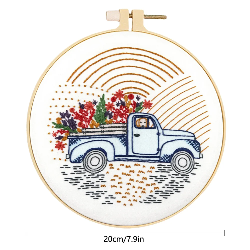 Landscape Embroidery House Car Accessories And Rings Including Adult Hand Kit Sewing Kit Gift