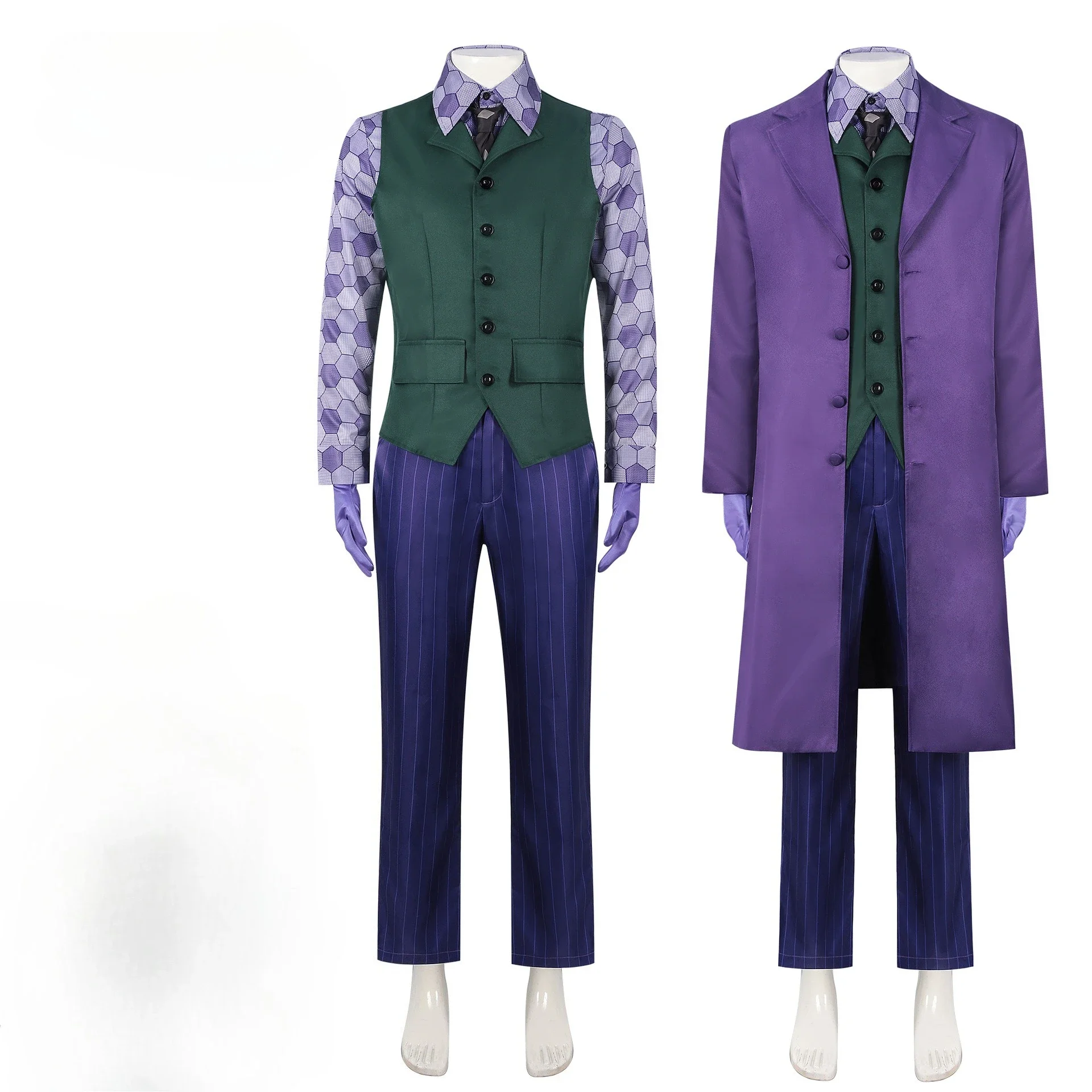

2025 New The Joker Cosplay Costume Full Set Coat Shirt Vest Tie Suit Outfits Joker Full Set for Halloween Costumes