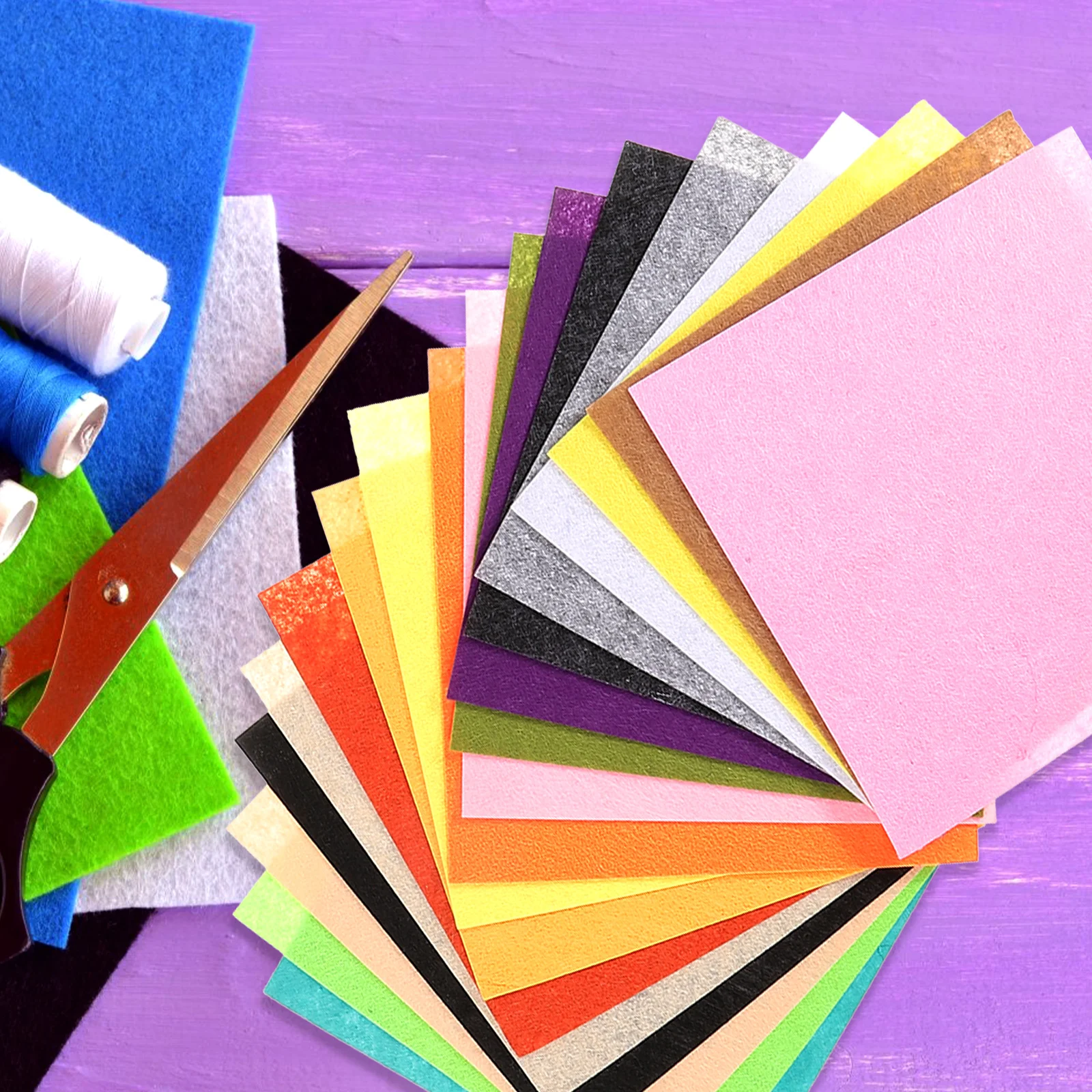 

40pcs Non woven Felt Fabric Sheets for DIY Sewing Crafts Bundle Hard Roll Material Perfect to Make Flowers Cover