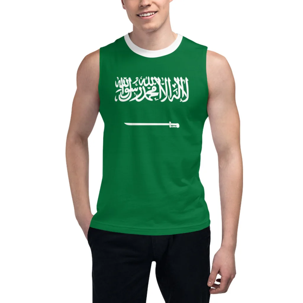 Sleeveless T-shirt Saudi Arabia Flag 3D Men's Boys Tshirt Gyms Tank Tops Fitness Joggers Basketball Training Vest