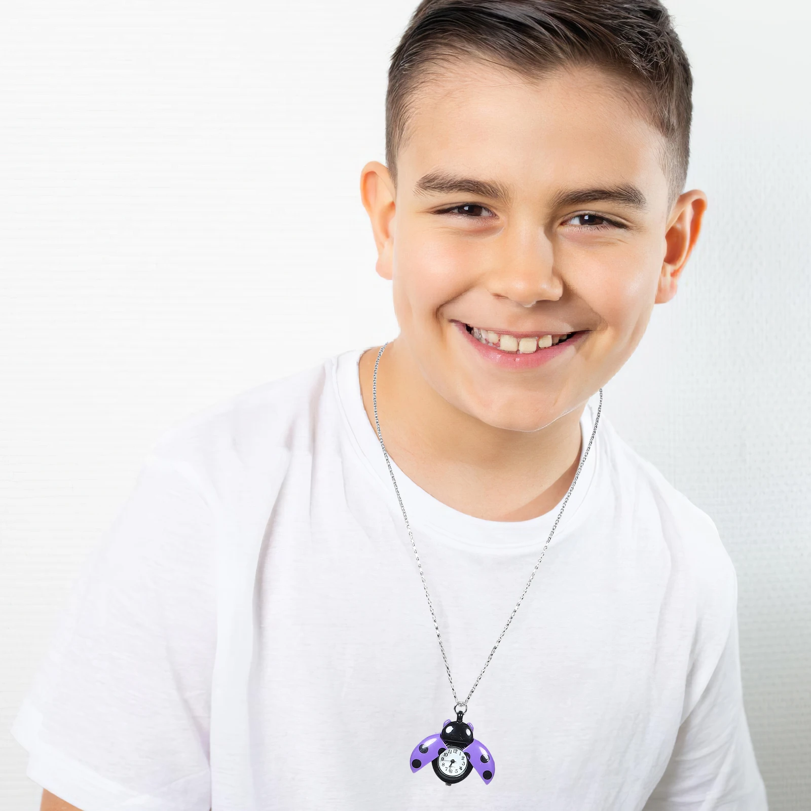 Ladybug Pocket Watch Necklace Beetle Handbag Charm Fancy Keychain Purse Accessory European American Glass Cute Miss