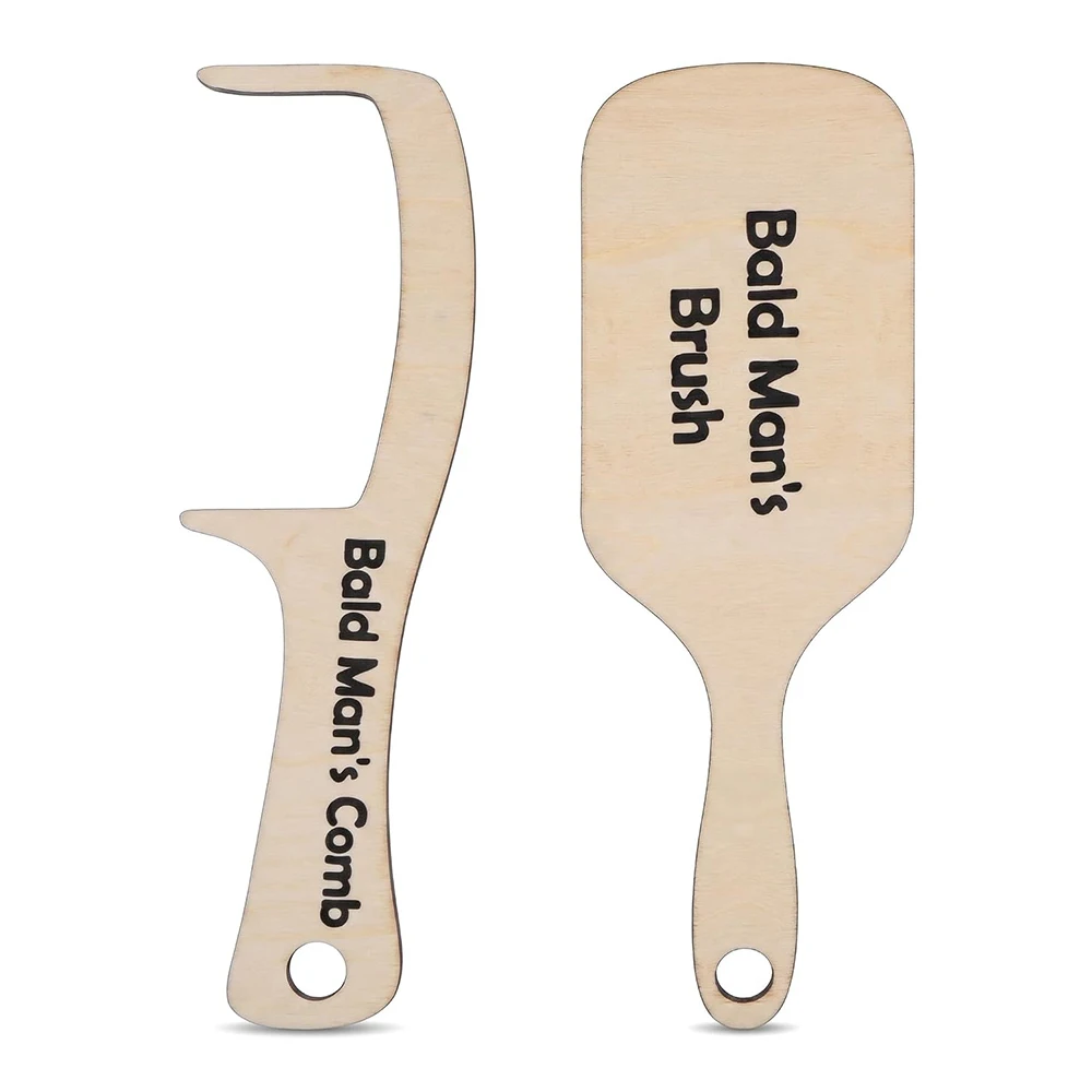 Funny Bald Men Comb Prank Gift Anti Hair Loss Comb Wooden Hairless Grooming Brush Bald Man Joke Hairbrush Toothless Brush Comb