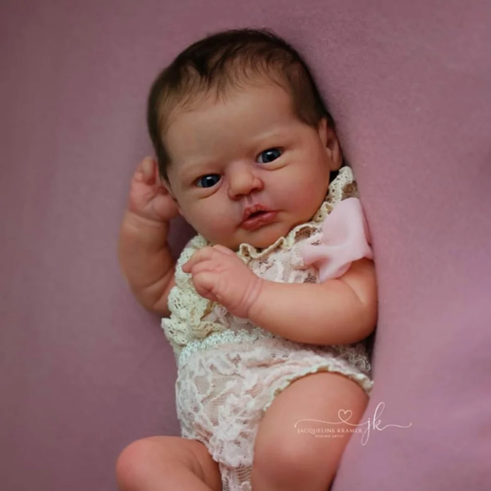 18 Zoll Unbemaltes Reborn-Puppen-Set Evi mit Offenen Blauen Augen, Leere Vinyl-Puppenform-Teile mit Stoffkörper