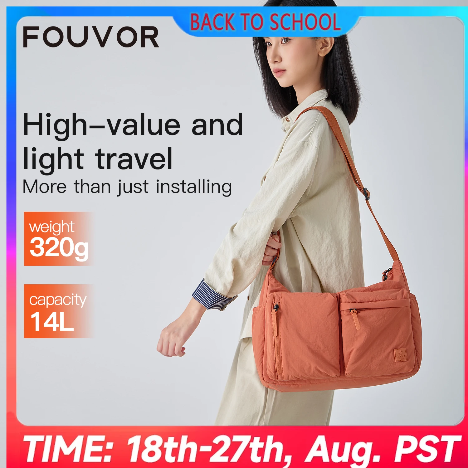 

Fouvor Women's Shoulder Bag Black Large Nylon Casual Fashion Crossbody Bag Teenage Youth Sports Messenger Bag 2025 Trend 3071-01
