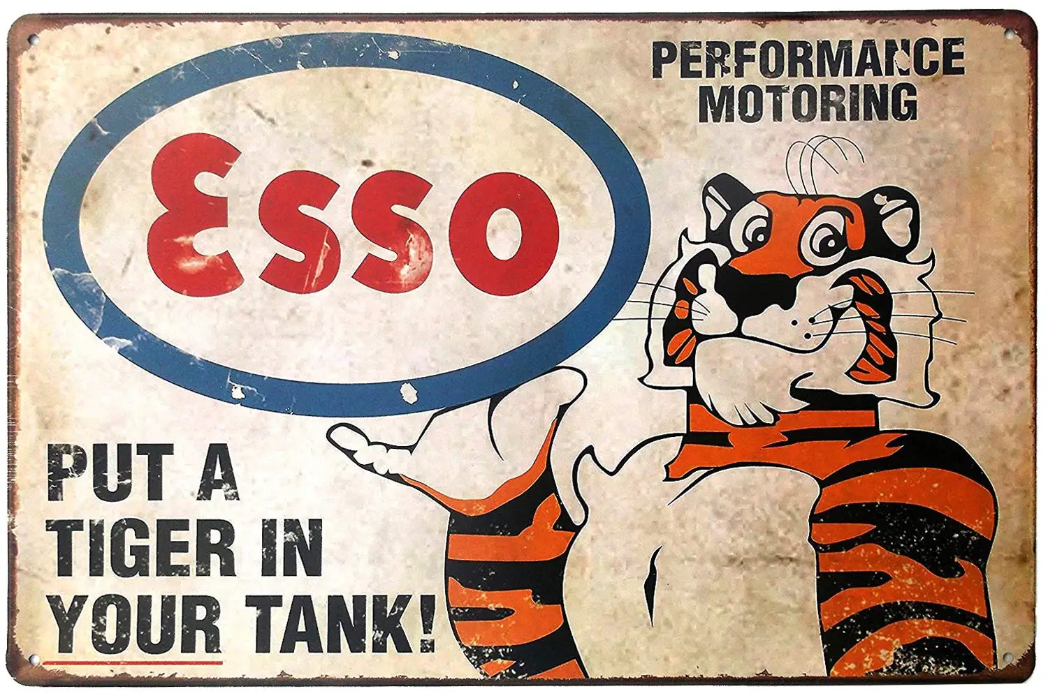 ARTCLUB Metall-Blechschild „Put A Tiger In Your Tank“, „Lustiges Spruch“, Vintage-Poster, Plakette, Tankstelle, Garage, Zuhause, Wanddekoration