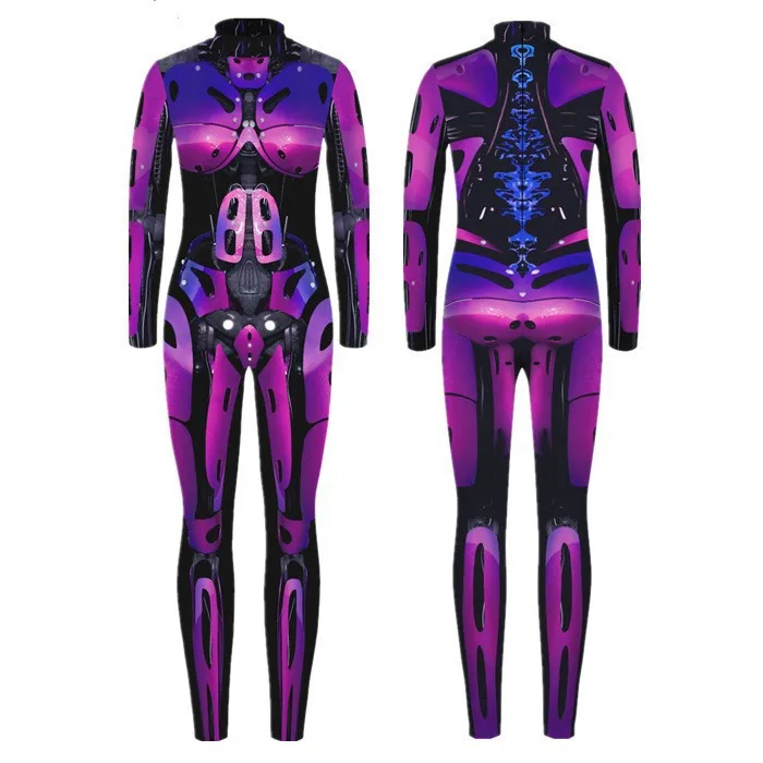 LAEMILIA Vrouwen Mannen Robot Punk Jumpsuit Catsuit 3D Printing Cosplay Kostuums Halloween Bodysuit Rollenspel Carnaval Party