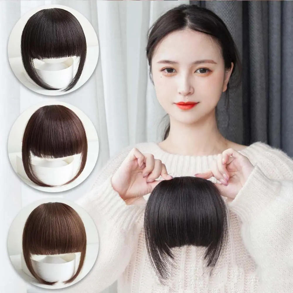 Natural Hair Accessories Overhead Bang Hair Extension Short Straight Bangs Fringe Wig Clip Synthetic Wig Pads Fake Bangs