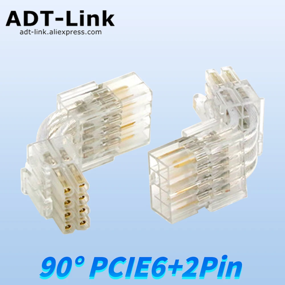 90 Degree Angle PCIE 6+2Pin Male To Female Adapter Connector Silver-plated Extension Cable 50mm