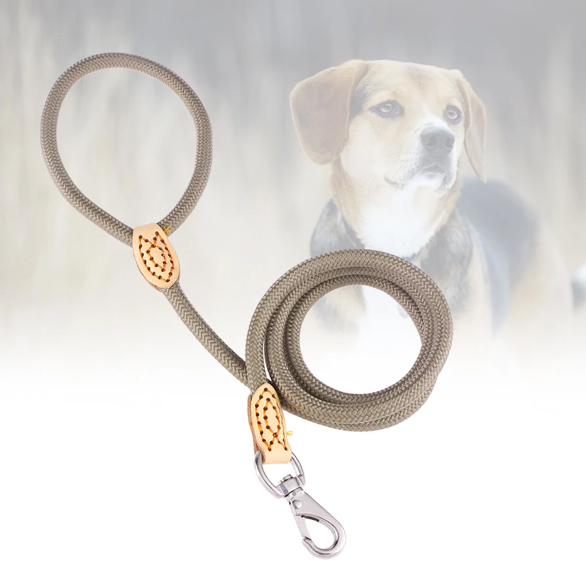 

1cm X 1.25m Beige Climbers Dog Leash Durable Mountain Rope Handle Heavy Duty Clasp Pet Training Dog Leash
