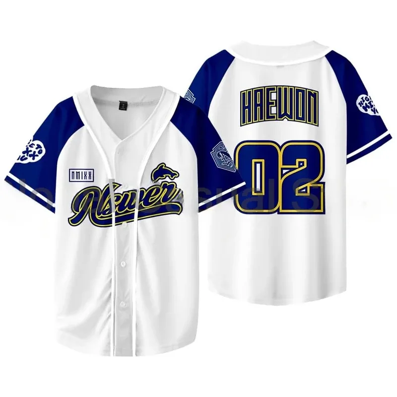 

25COSKPOP NMIXX Бейсбольная майка Футболка LILY HAEWON SULLYOON BAE JIWOO KYUJIN Футболки с круглым вырезом и короткими рукавами с графическим рисунком Одежда K-POP