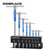 8Pcs Bike Allen Hex Key Wrench T-Type CRV Steel Inner Hexagon Spanner Hand Wrench For 2/2.5/3/4/5/6/8/10mm Bike Repair Tools Set