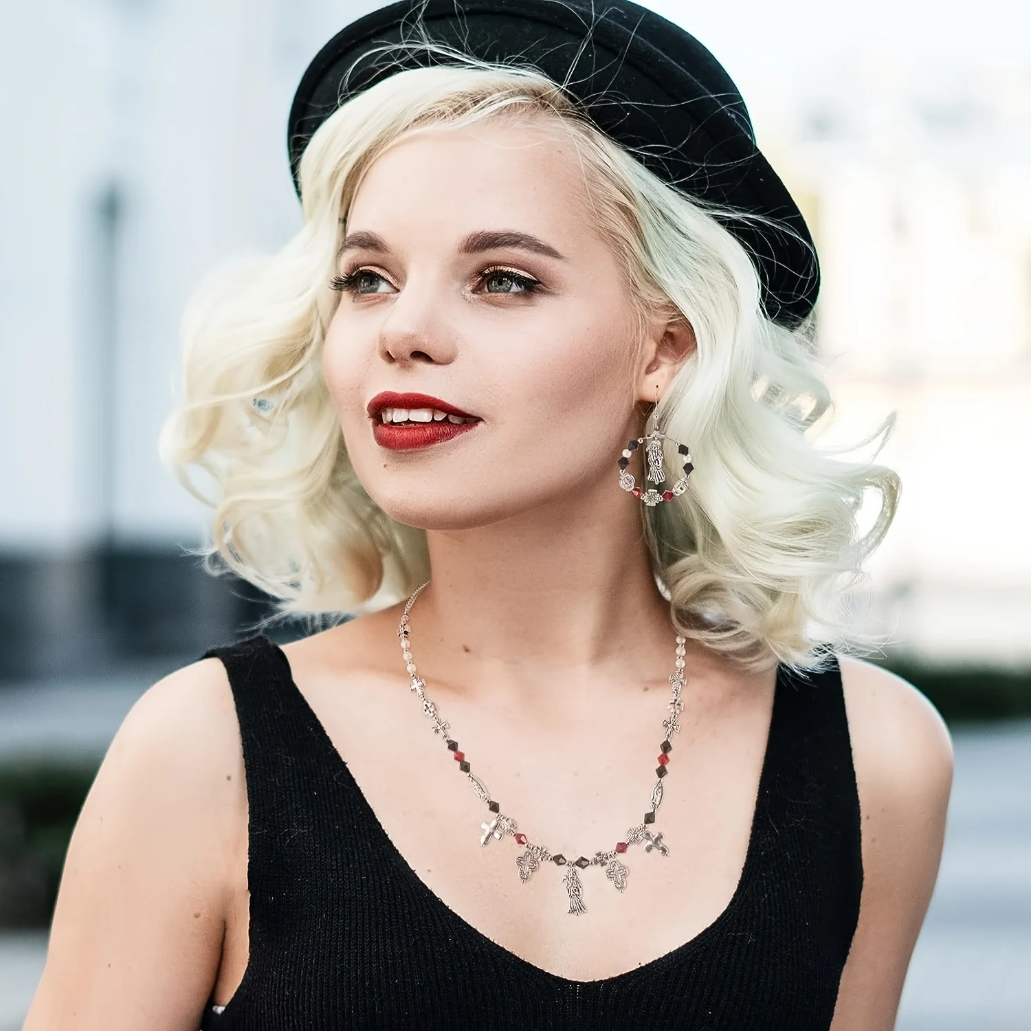 15 개/몫 ST Jude Charms 25X7.5mm 골동품 실버 부적 펜던트 맞는 패션 묵주 팔찌 목걸이 쥬얼리 L329 만들기