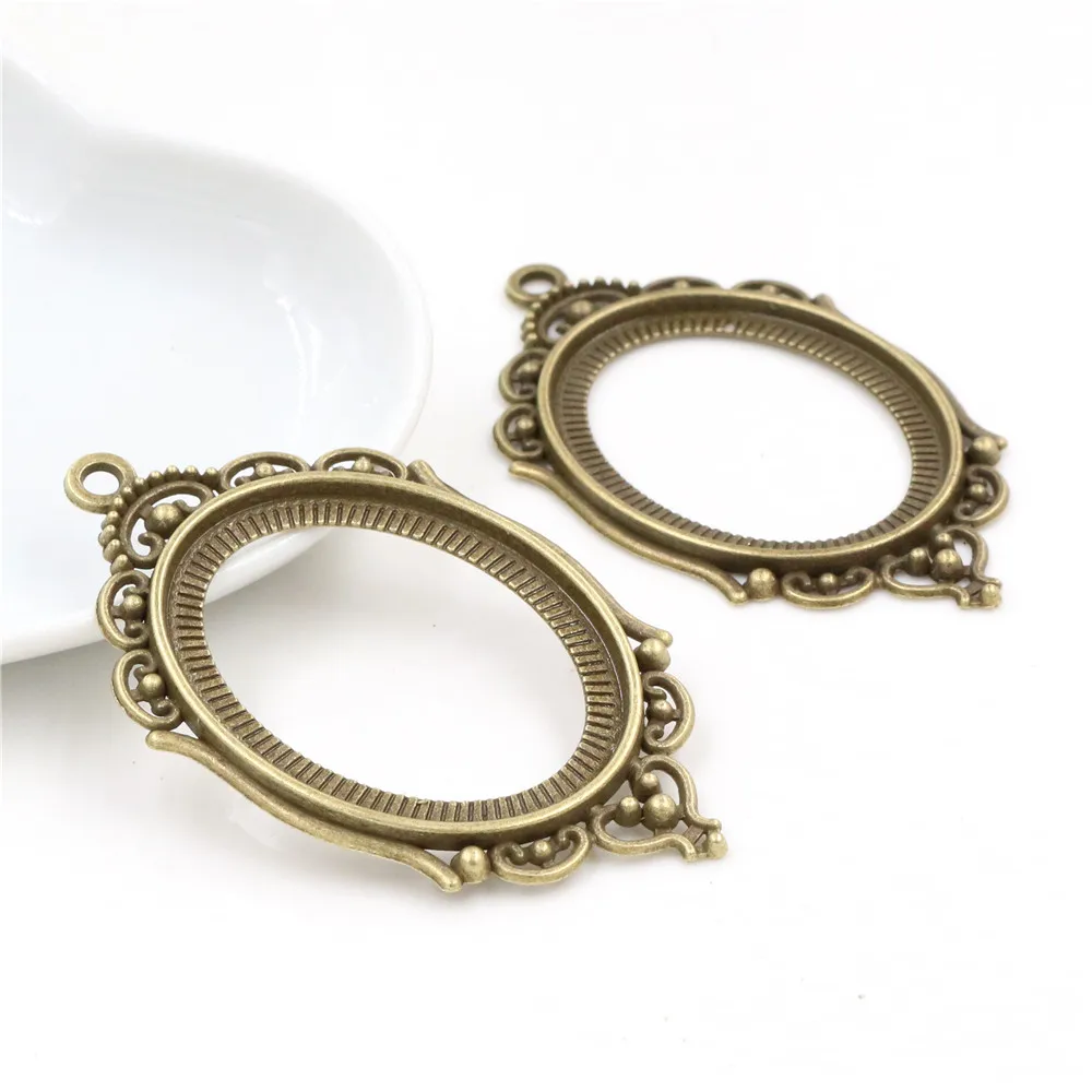 New Fashion  5pcs 30x40mm Inner Size 6 Colors Pierced Style Cabochon Base Setting Charms Pendant for DIY Jewelry Making