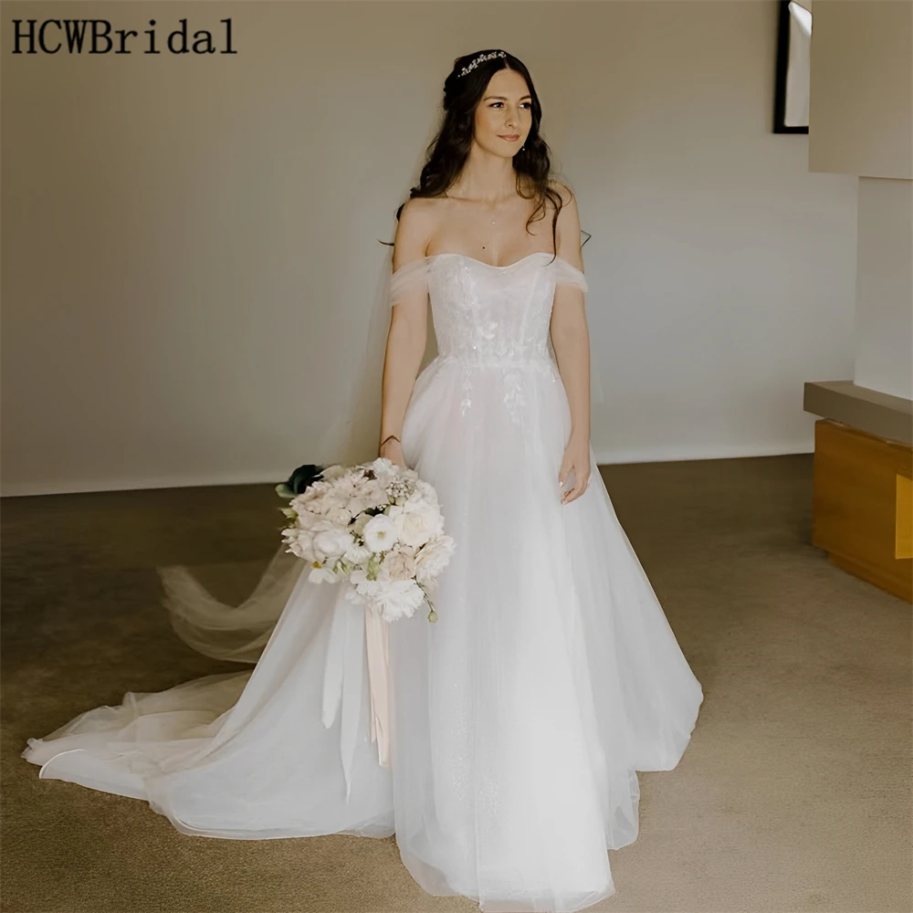 

Wonderful Long 2025 Wedding Dresses Sweetheart A Line Appliques Tulle Customize Bride Wedding Party Gowns Robe De Mariage