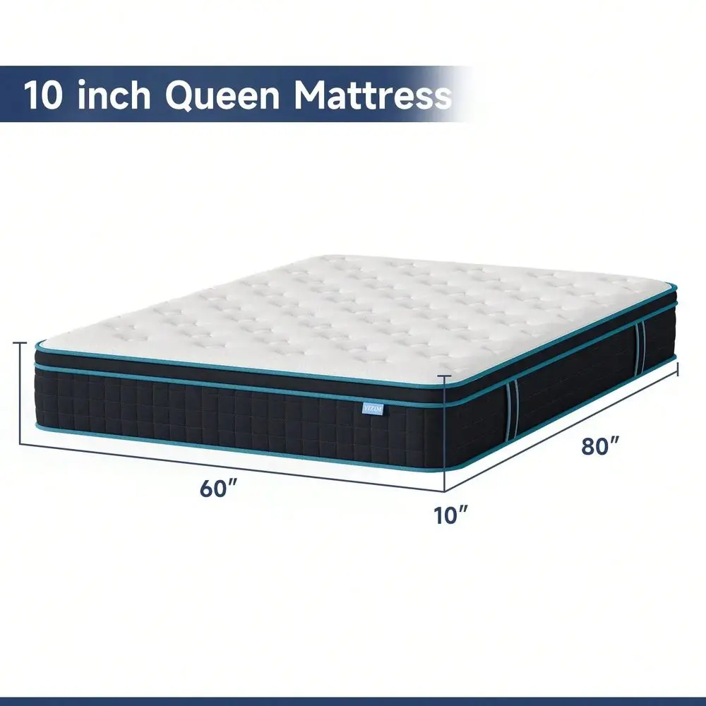 10 12 Inch Hybrid Mattress, Durable Pocket Spring Gel Foam Bed In A Box, Easy Setup Pressure Relief Mattress, Twin Full Size Su