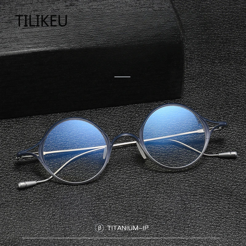 

New Pure Titanium Round Frame Glasses Frame with Retro Minimalist Design Ultra Light Adjustable Degree Lenses Men Women Glasses