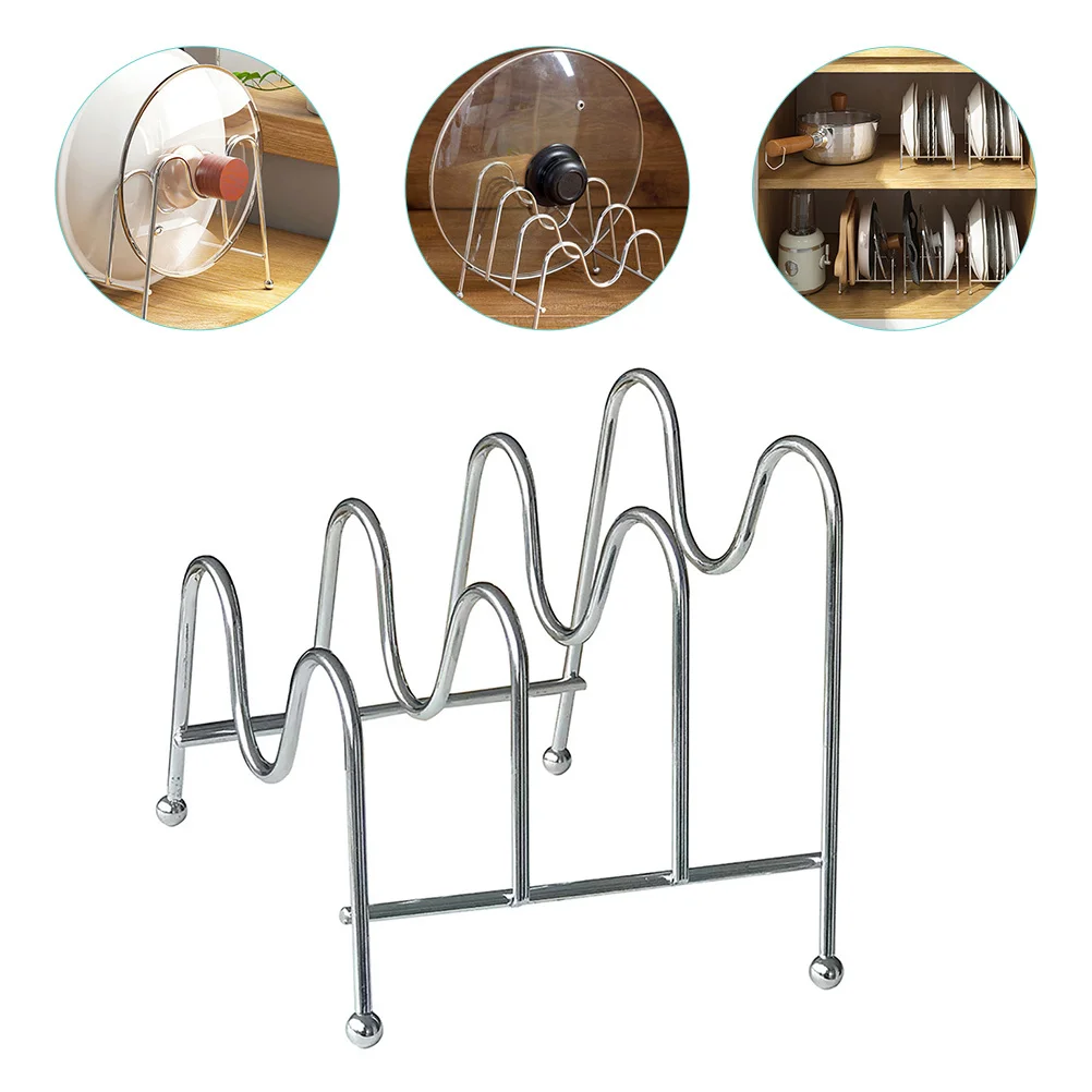 

Kitchen Pot Lid Organizer Strong Lightweight Rack for Holding Pans Covers and Utensils Efficient Storage Solution for Home