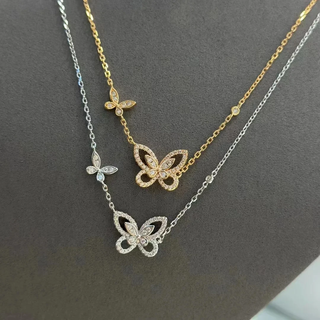 High version Graf Phantom Butterfly Necklace full of diamond cutout double butterfly necklace jewelry gift