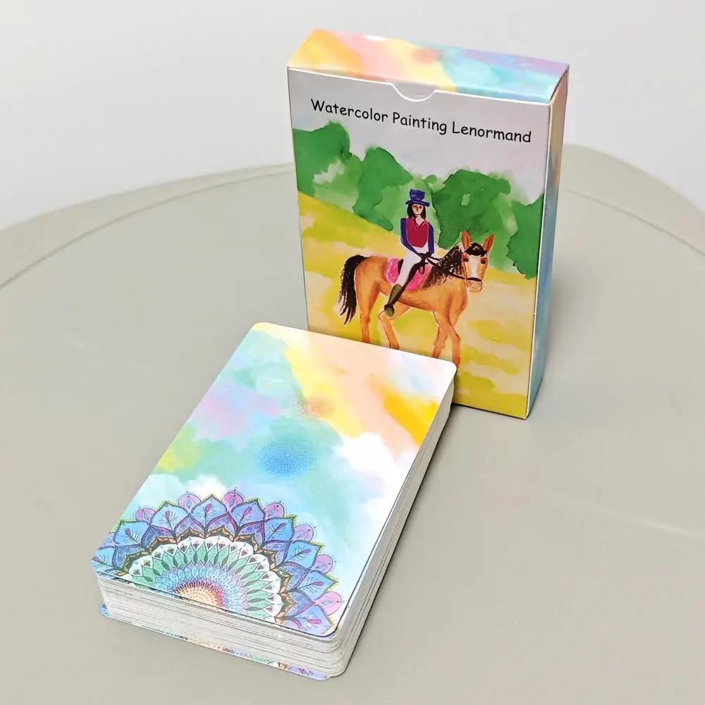 Pintura de acuarela Lenormand Deck 42 piezas Tarjetas Lenormand Sistema Rana 9 * 6 cm