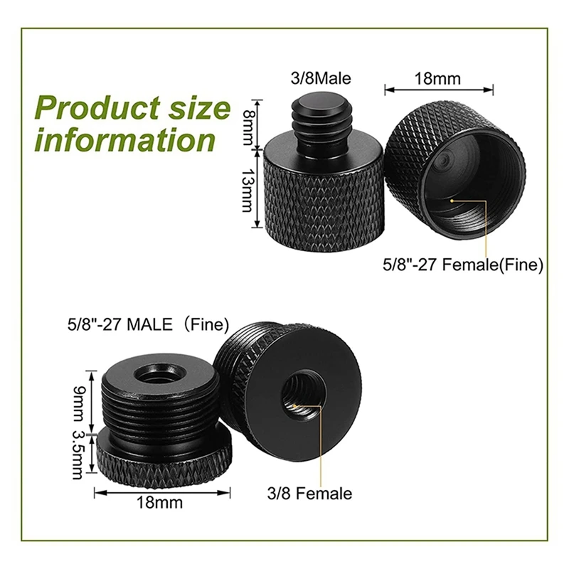 16Pcs Mic Thread Adapter Set 5/8 Female To 3/8 Male And 3/8 Female To 5/8 Male Screw Adapter Thread For Micr Stand Mount