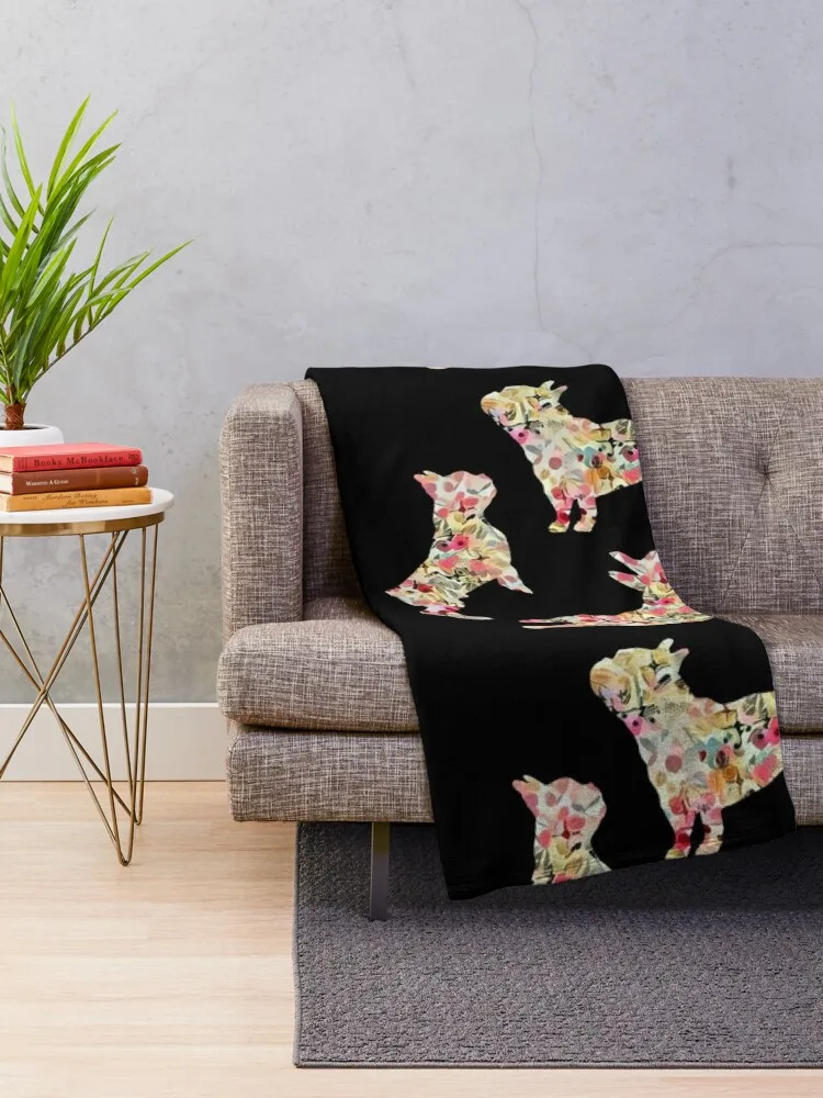 French bulldog, silhouette colorful style for frenchie, french bulldog lovers Throw Blanket manga anime