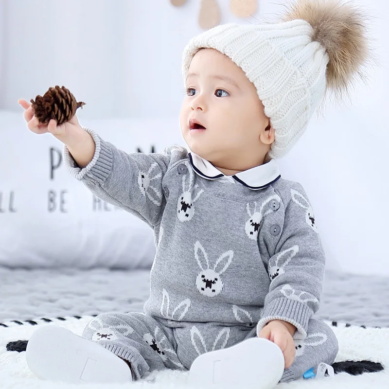 

0-24Month Newborn Infant Baby Boys Girls Romper Cotton Knitted Ribbed Long Sleeve Solid Jumpsuit Toddler Clothes Outfits