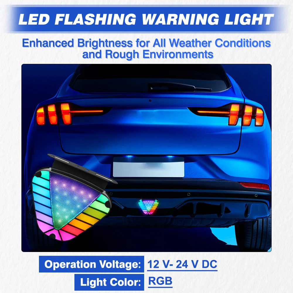 12V 24V RGB Round/Triangle LED Tail Light Auto Truck Rear Decorative Flashing Signal Lamps Safety Warning Reverse Lamp