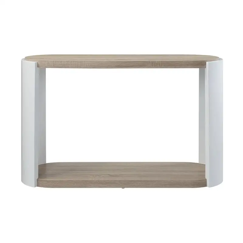 Oak & White High Gloss Finish Sofa Table - Modern Stylish Design for Living Room or Entryway Console, Durable and Elegant