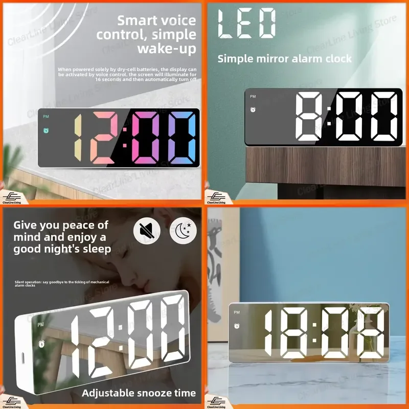 for Cross-Border Simple Ins Multi-Function Silent Digital Clock Alarm Clock Special Desktop Living Room Recommended LED