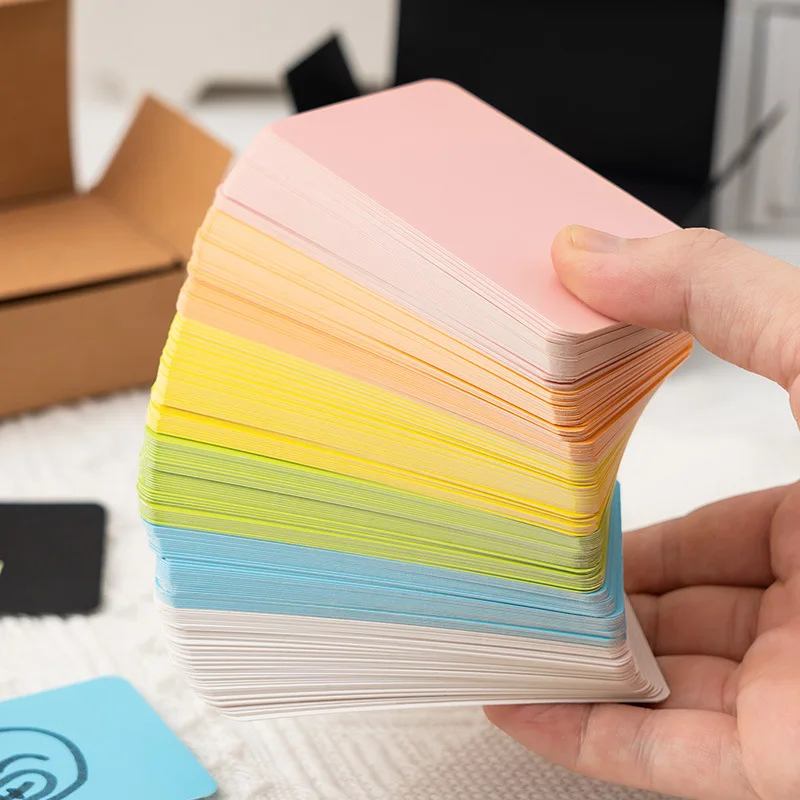 صندوق بطاقات صغير فارغ ملون يمكنك صنعه بنفسك جرافيتي سميك وبطاقة كلمة إنجليزية مربعة ورسائل مذكرة إضافية من الورق المقوى الصلب #4