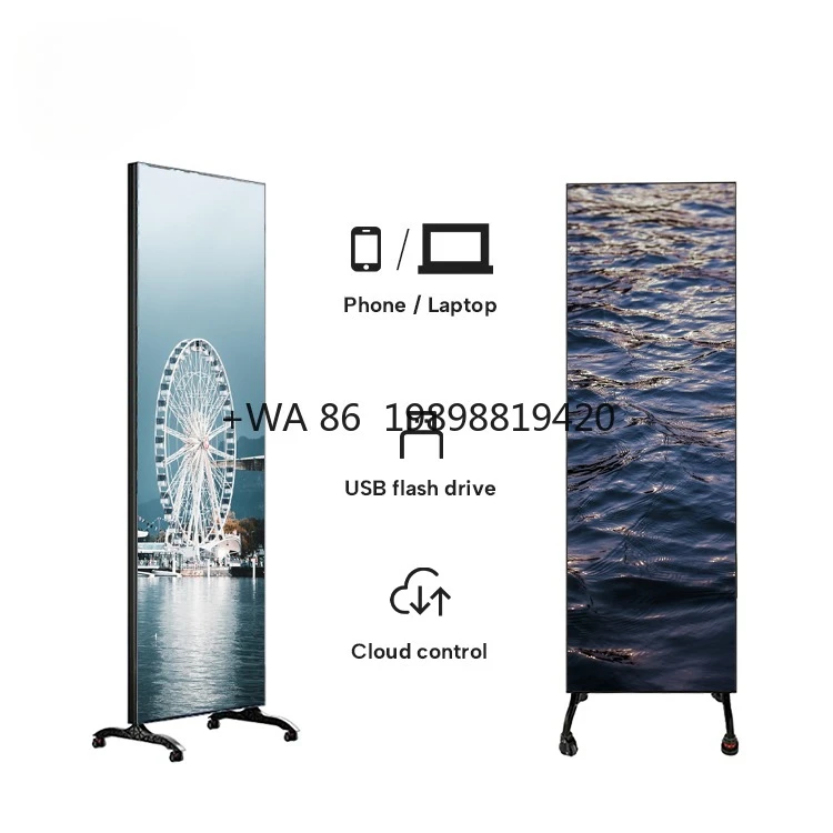 

Настенная подставка для плакатов со светодиодным дисплеем, управляемая Wi-Fi, 2K HDR, водонепроницаемая, для внутреннего рекламного видео