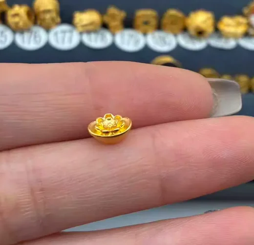 24k pure gold yuan bao diy handstrings 3d hard gold lotus charms 999 real gold lotus yuanbao