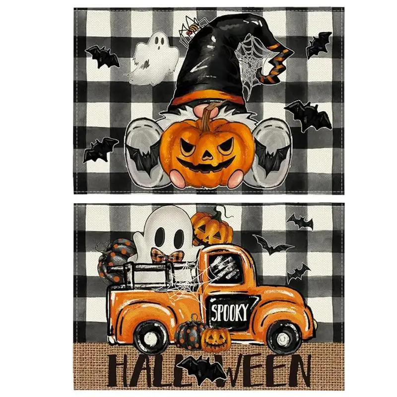 

Коврик для стола на Хэллоуин Паук Паутина тыква летучая мышь Готическая подстилка 4 шт. термостойкий нескользящий Декор на Хэллоуин 45x30 см фермерский
