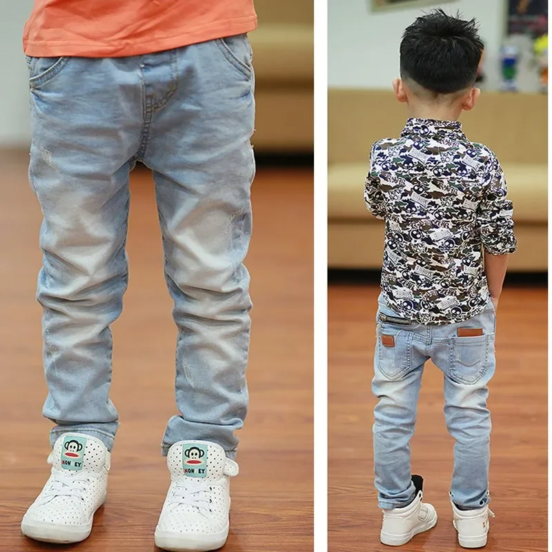 Kids Pants Big Boys Stretch Joker Jeans 2022 Spring Children Pencil Leggings Autumn Denim Clothes For 2 to 14 Years Male Child