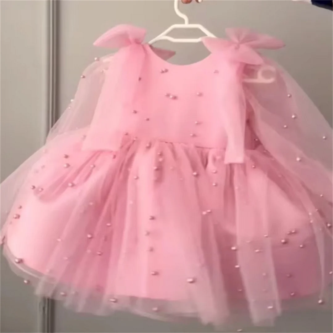 robes-de-mariage-pour-petites-filles-personnalisees-rose-avec-nœud-manches-longues-robe-de-premiere-communion-pour-enfants-robe-de-princesse-en-tulle