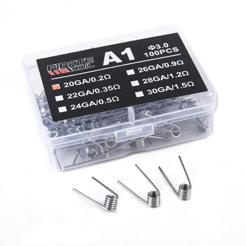 100개/박스 고품질 A1 코일 와이어 히팅 저항 프리메이드 코일 DIY 프리빌트 코일 와이어 3.0 원형 직경