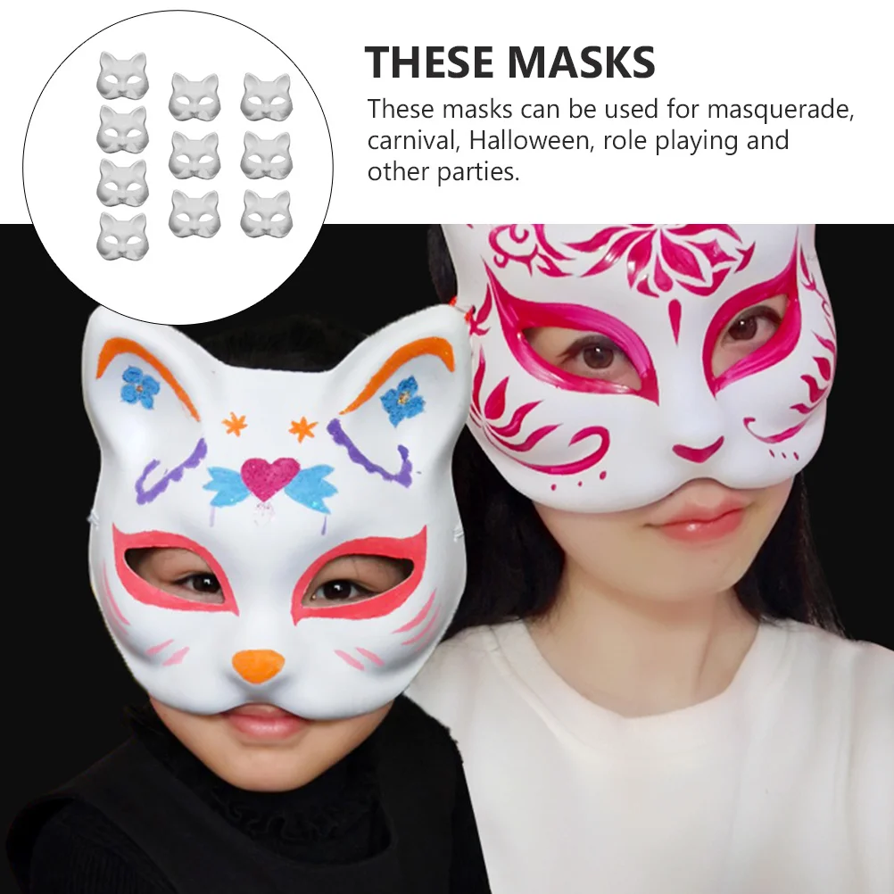 

10pcs Paper Blank Masks Diy Paintable Animal Face For Masquerade Carnival Halloween Party Cosplay Accessories Unpainted