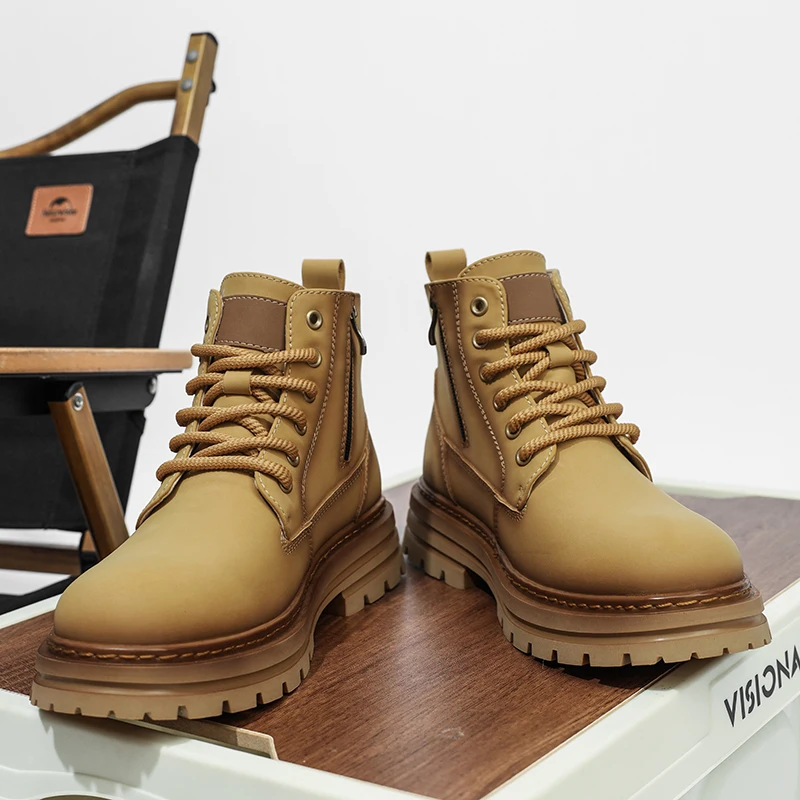 

Brand High-end Autumn Winter Fashionable High Top Boots Warm Height Increasing Shock-absorbing Anti Slip Motorcycle Boots