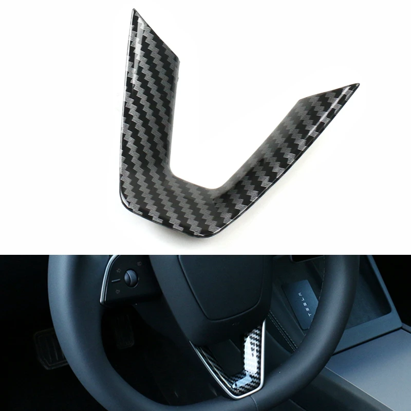 Car Steering Wheel Low Cover Plate Trim Cover For New Tesla Model 3 Highland 2024 Auto Patch Sticker Interior Modification Parts