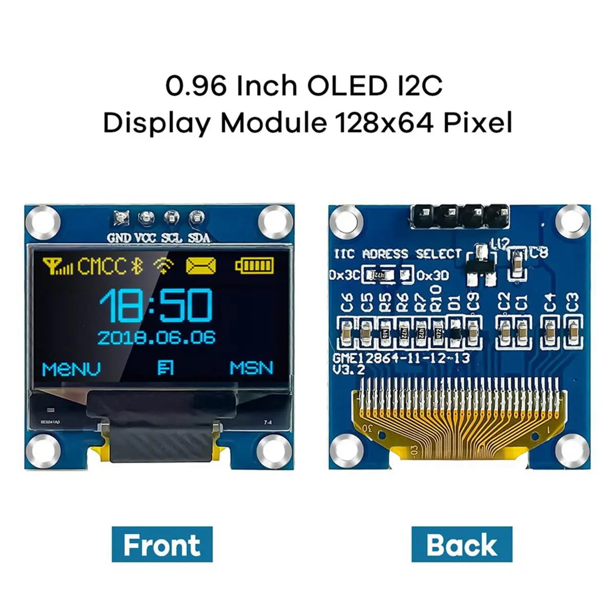 a23g-096-インチ-10-個-oled-i2c-ディスプレイモジュール-arduino-raspberry-pi-用-128x64-ピクセル-iic-シリアル自発光ディスプレイモジュール