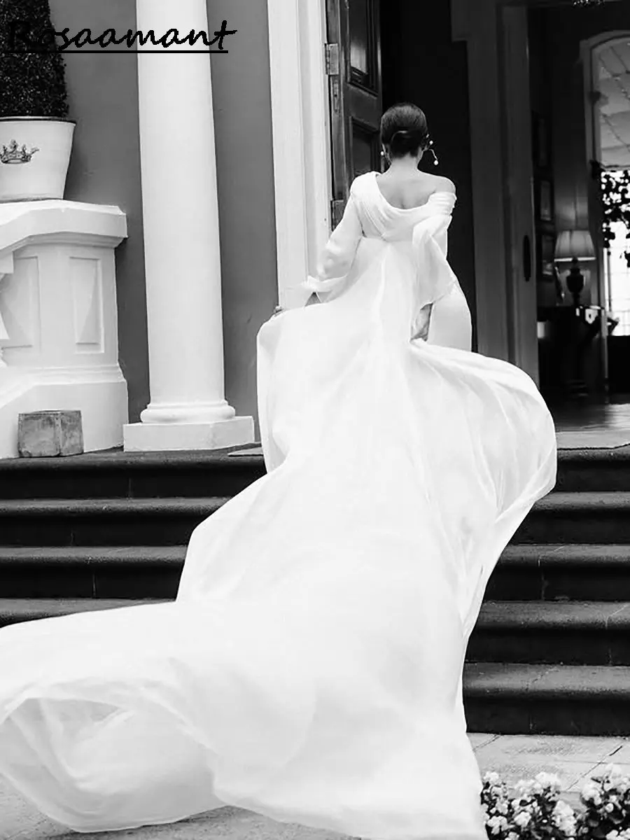 Vestidos de novia de sirena con manga desmontable de gasa simple, cintas plisadas, vestidos de novia campestres