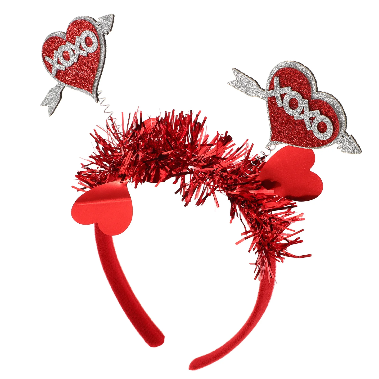 

Valentine'S Day Heart Headband Red Glitter Sequin Hair Hoop Wedding Party Costume Accessory For Women Men Couples Holiday