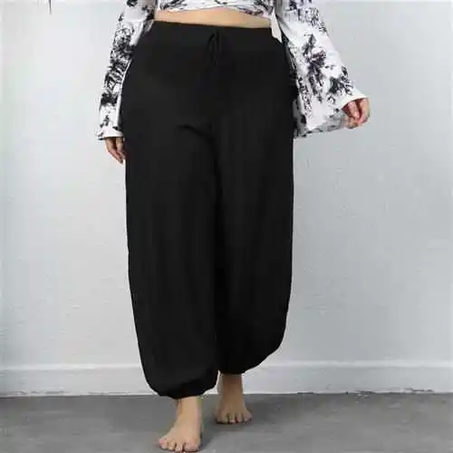 Pantaloni Faion casual da donna taglie forti Pantaloni lanterna Street Sle Ricamo riflettente Vita l Cotone Primavera sottile