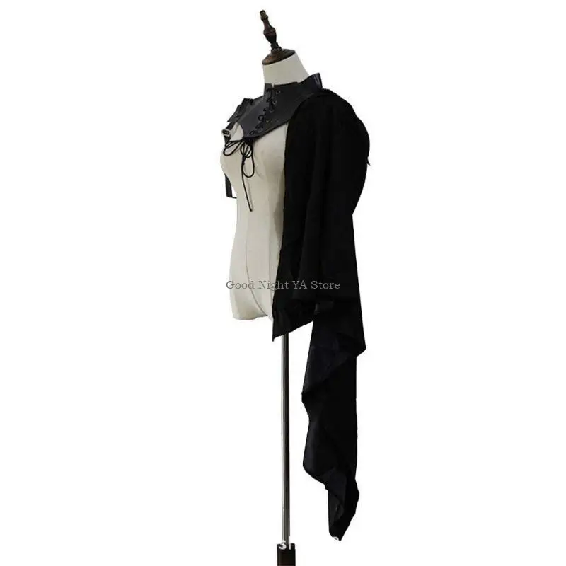 Armure médiévale noire simple épaule rétro gothique Punk à lacets Costume croisé équipement pour adulte